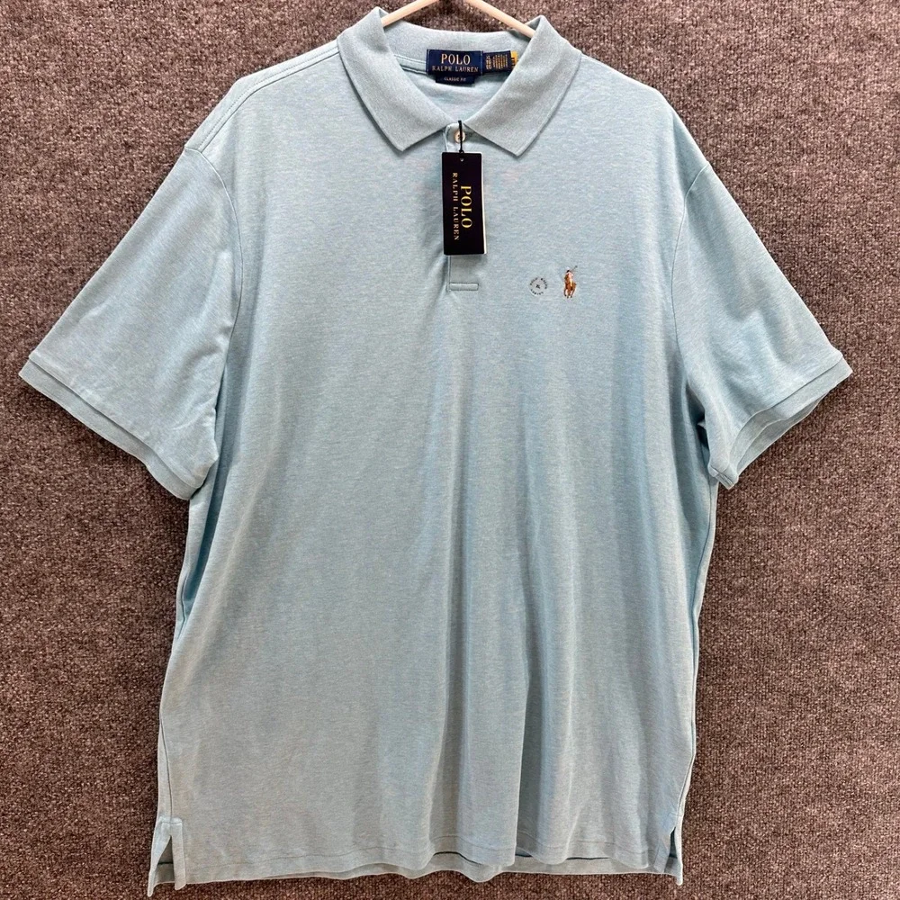 Polo Ralph Lauren Mens XL Classic Fit Short Sleeve Polo Shirt Light Blue, NWT